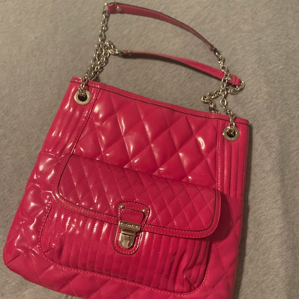 Coach hot pink quilted tote